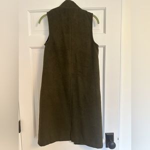 BCBG gorgeous long vest, olive with black trim. Fits like small.